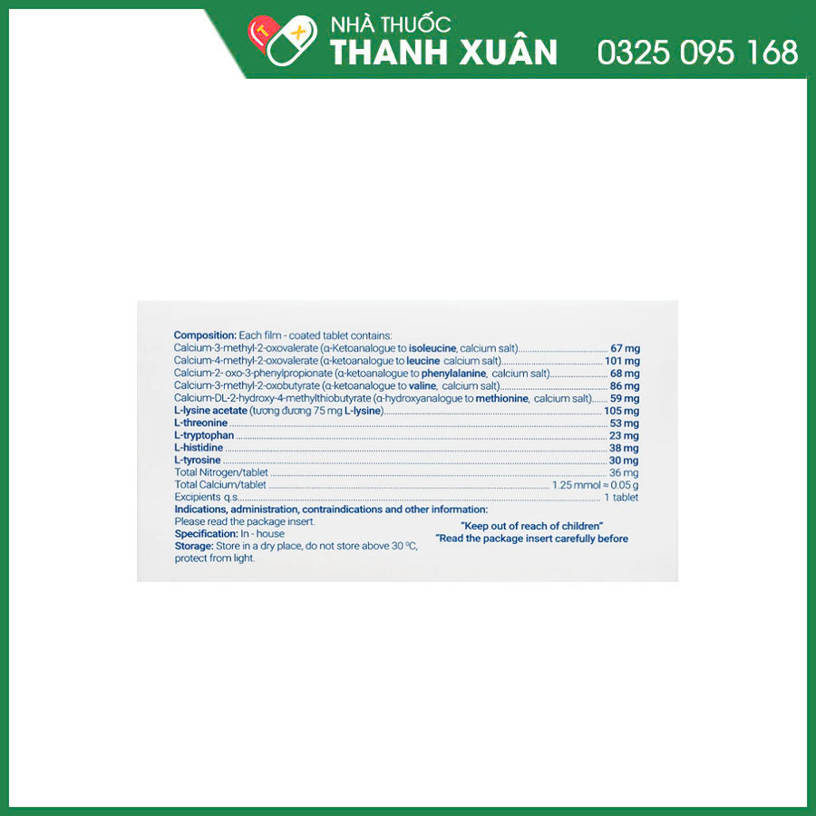 Ketovin thuốc phòng ngừa và điều trị rối loạn chuyển hóa protein trong suy thận mạn