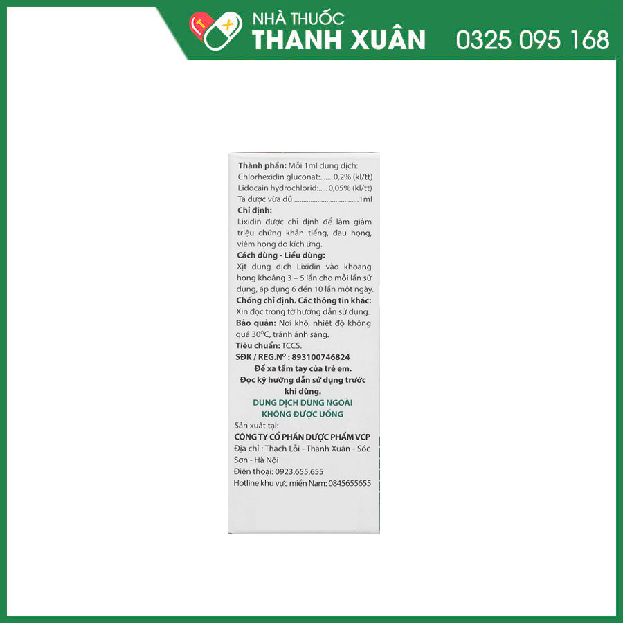 Lixidin thuốc xịt họng làm giảm triệu chứng viêm họng, khản tiếng và đau họng
