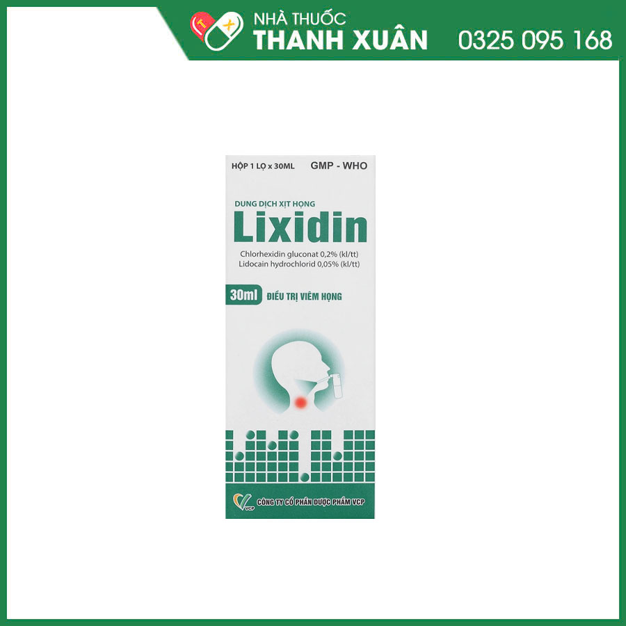 Lixidin thuốc xịt họng làm giảm triệu chứng viêm họng, khản tiếng và đau họng
