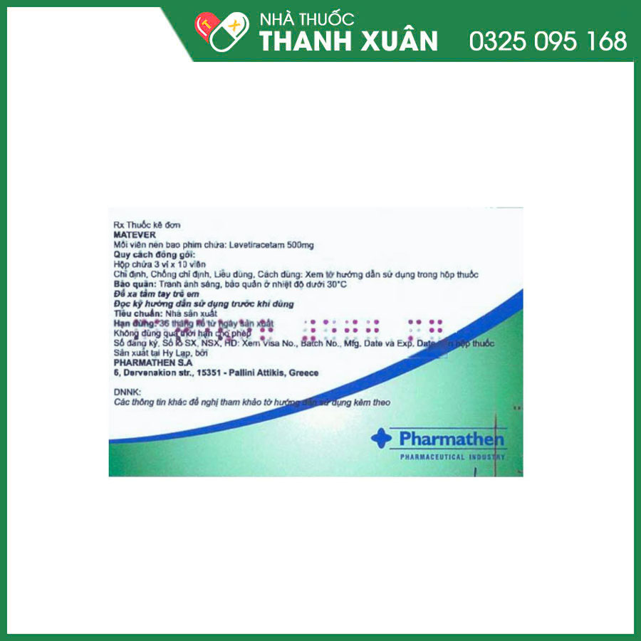 Matever Matever 500mg thuốc điều trị động kinh và co giật