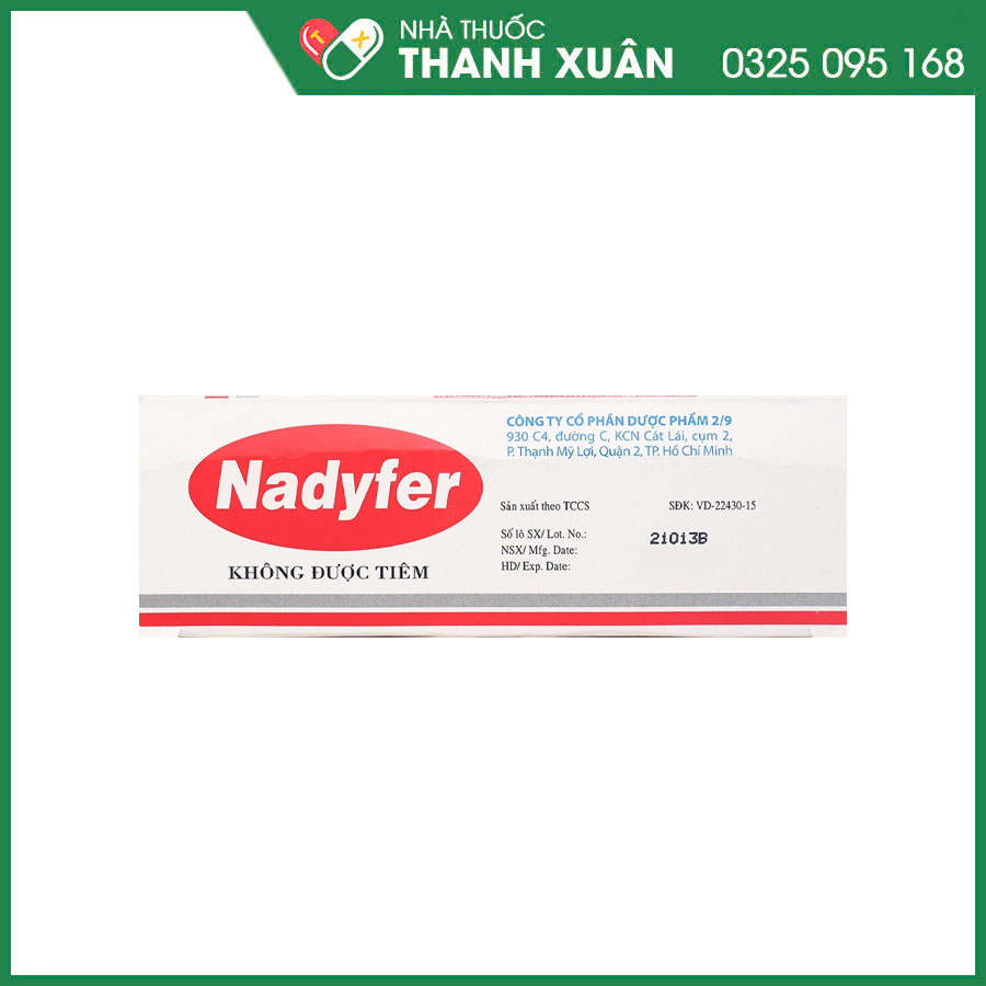 Nadyfer dung dịch uống trị thiếu máu do thiếu sắt