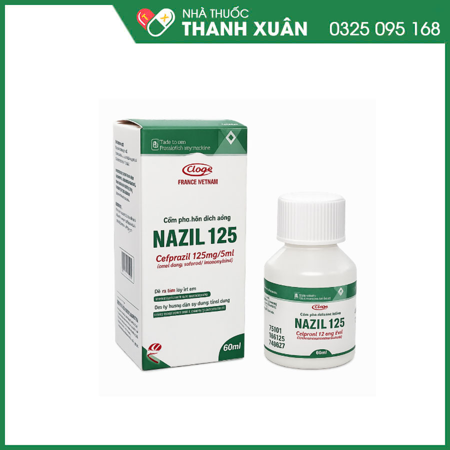 Nazil 125 thuốc điều trị nhiễm khuẩn đường hô hấp trên, dưới, da và cấu trúc da không biến chứng
