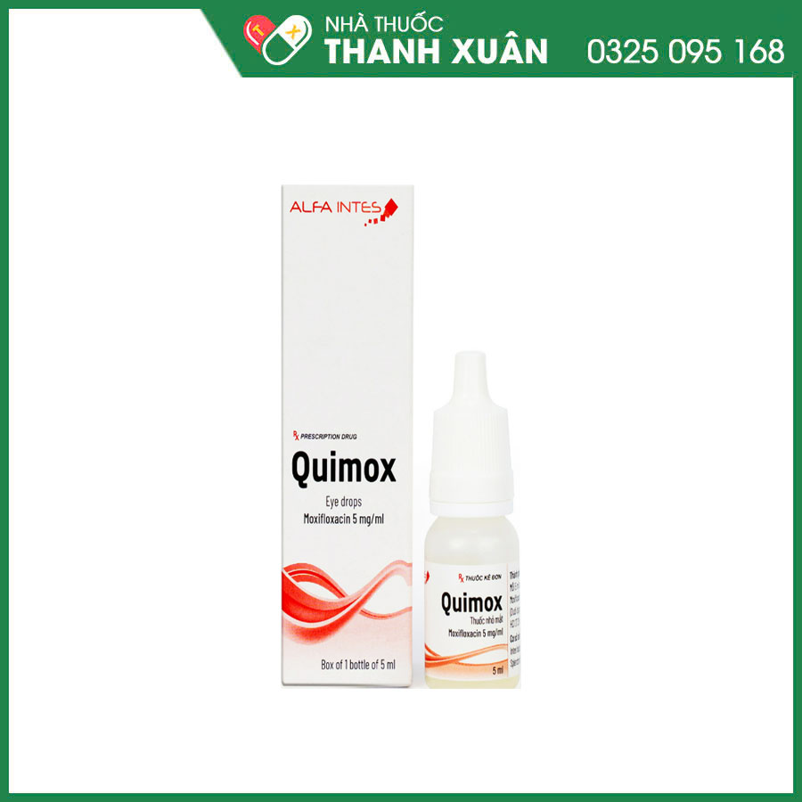 Quimox thuốc điều trị viêm kết mạc, viêm loét giác mạc, trước và sau mổ để đề phòng nhiễm trùng