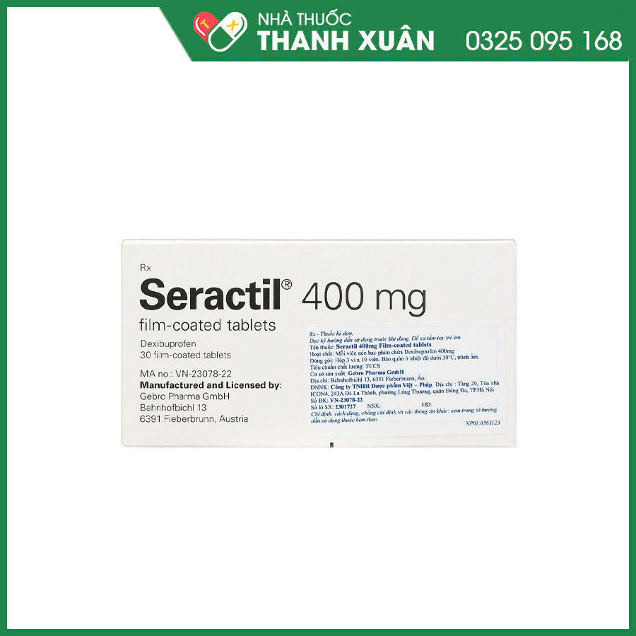 Seractil 400mg Film-coated tablets thuốc chống viêm, giảm đau trong viêm khớp