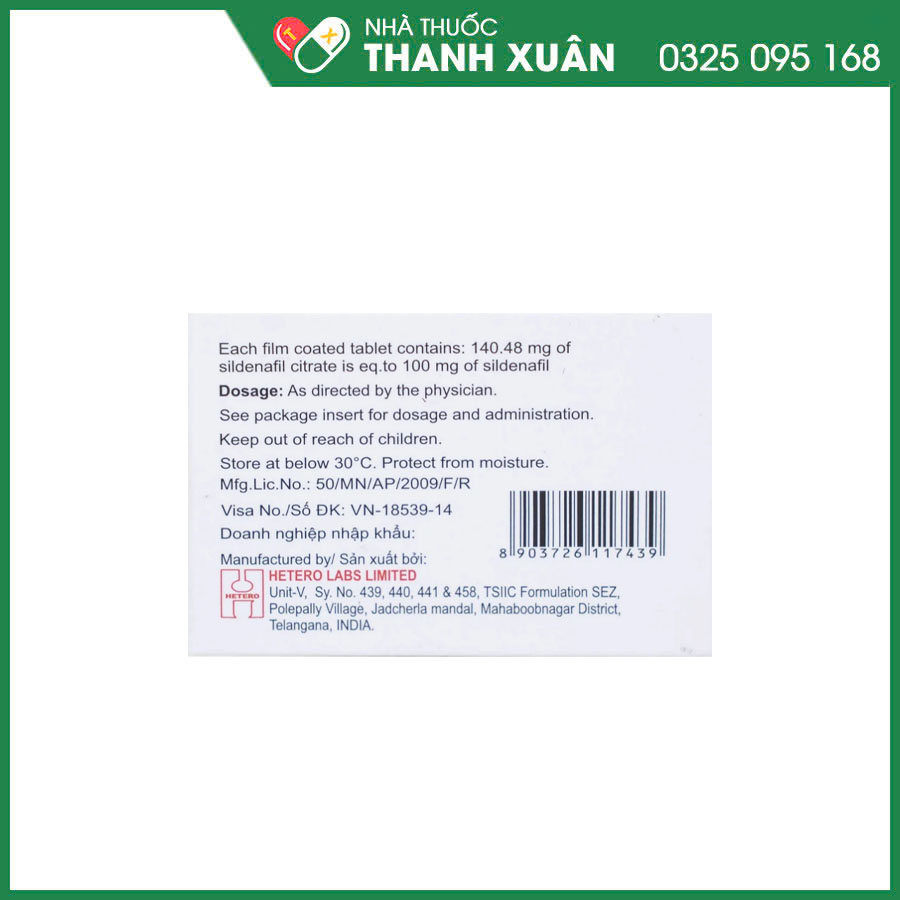 Sife 100 thuốc điều trị rối loạn chức năng cương dương ở nam giới