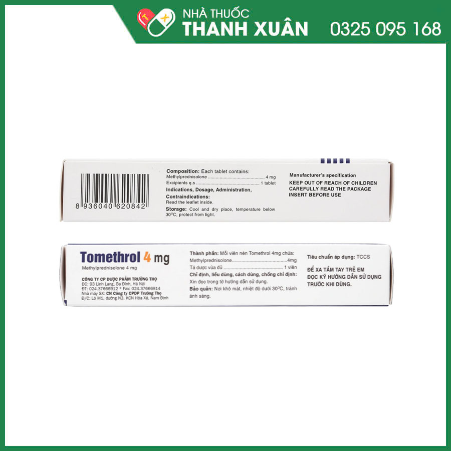 Tomethrol 4mg thuốc điều trị các bệnh nội tiết, thấp khớp, tự miễn, da liễu, dị ứng và mắt cần dùng glucocorticoid
