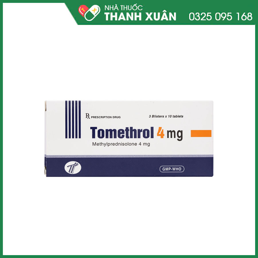 Tomethrol 4mg thuốc điều trị các bệnh nội tiết, thấp khớp, tự miễn, da liễu, dị ứng và mắt cần dùng glucocorticoid