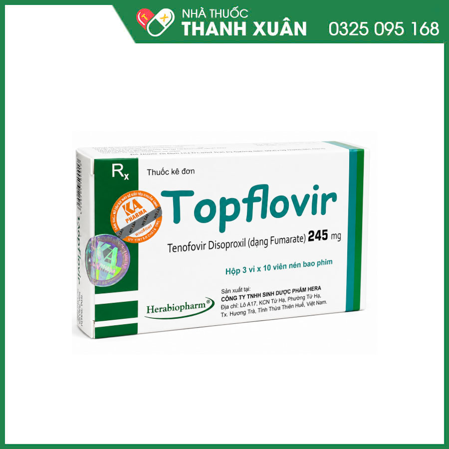 Topflovir 245 thuốc điều trị nhiễm HIV-1, bệnh viêm gan siêu vi B mãn tính