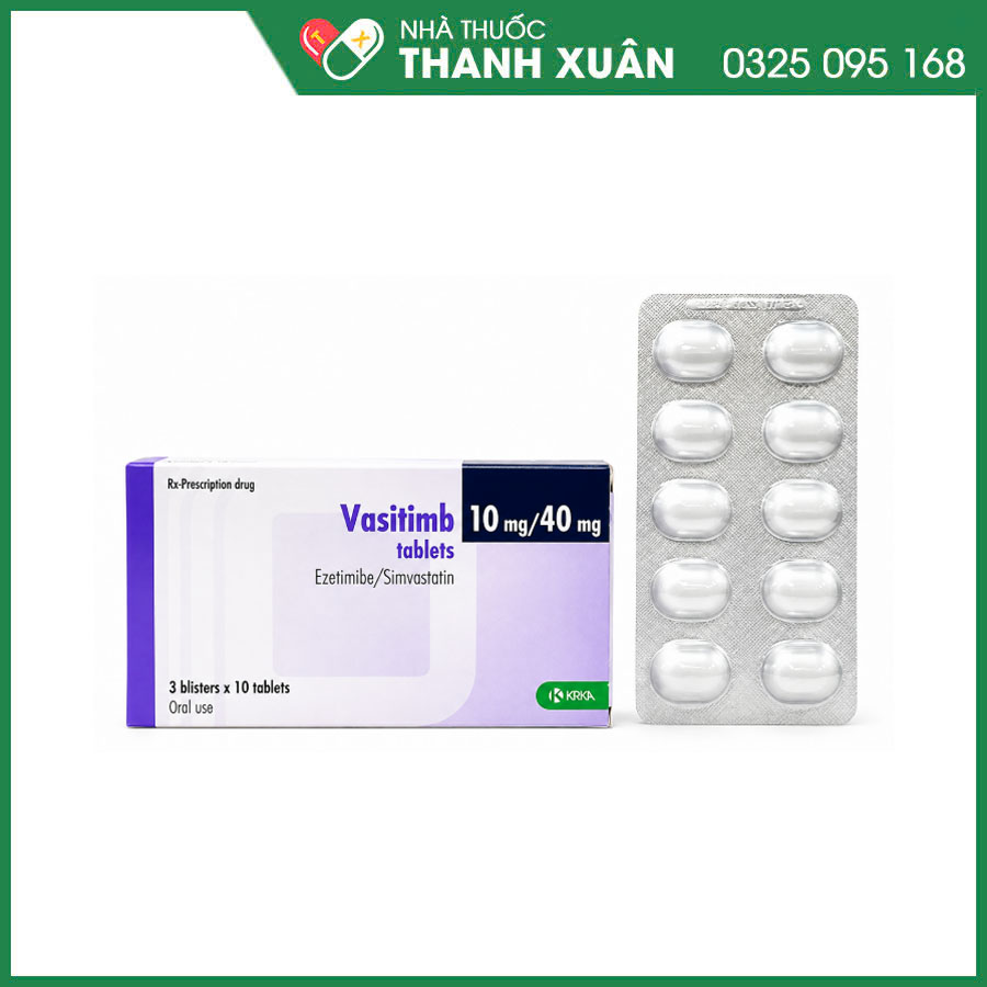 Vasitimb 10 mg/40 mg thuốc điều trị tăng cholesterol máu và phòng ngừa bệnh tim